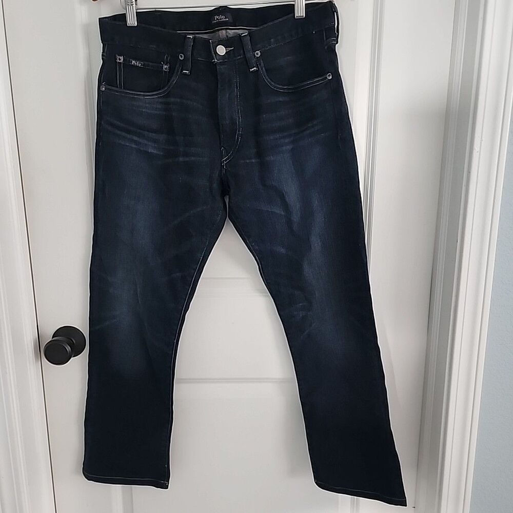 Polo Ralph Lauren Jeans Mens 32x26 Blue Varick Slim Straight Dark Wash Hemmed
